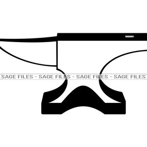 May include: A black and white illustration of an anvil, a traditional blacksmithing tool.