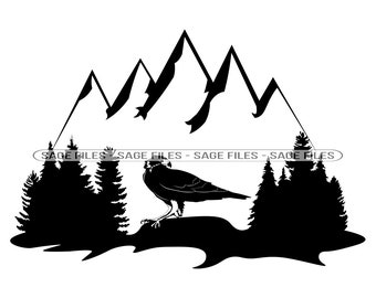 Hawk Wildlife SVG, Hawk Forest and Mountain Svg, Hawk Svg, Hawk PNG, Hawk Design, Hawk Clipart, Hawk Cut Files, Png, Dxf