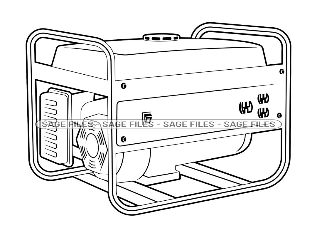 Portable Generator Outline SVG, Generator Clipart, Generator Files for