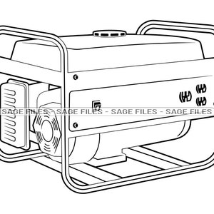 Portable Generator Outline SVG, Generator Clipart, Generator Dateien für Cricut, Generator Cut Dateien für Silhouette, Png, Dxf