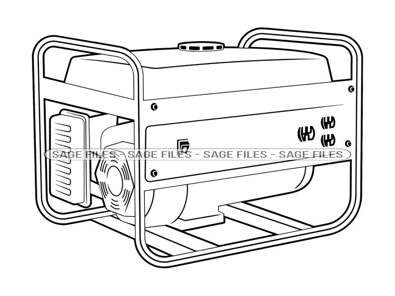 Electric Generator File Portable Generator Outline SVG, Generator Clipart, Generator Files for ...