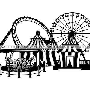 Amusement Park #3 SVG, Roller Coaster SVG, State Fair Svg, Amusement Park Clipart, Files for Cricut, Cut Files For Silhouette, Png, Dxf