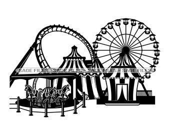 Amusement Park #3 SVG, Roller Coaster SVG, State Fair Svg, Amusement Park Clipart, Files for Cricut, Cut Files For Silhouette, Png, Dxf