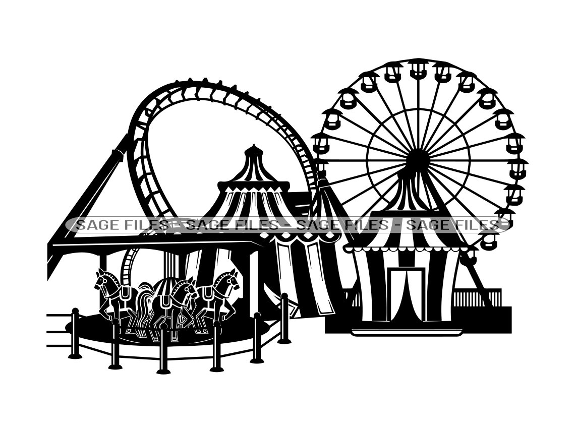 Amusement Park Clipart Black And White