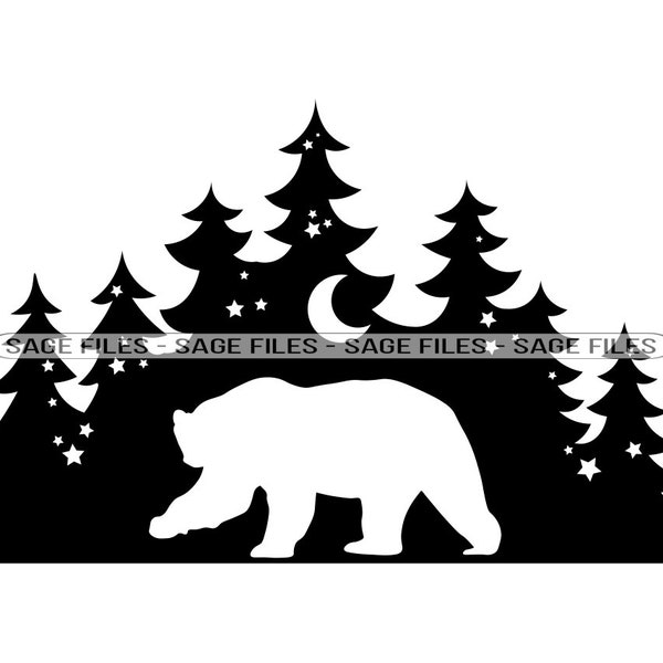 Forest Polar Bear #2 SVG, Polar Bear Svg, Wildlife Svg, Forest Svg, Polar Bear PNG, Design, Clipart, Cut Files, Png, Dxf