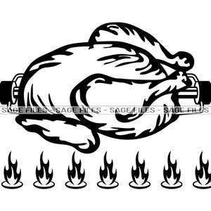 Rôtisserie de poulet SVG, Poulet grillé Svg, Poulet BBQ Svg, Clipart, Fichiers pour Cricut, Fichiers coupés pour Silhouette, Png, Dxf