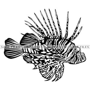 Red Lionfish SVG, Tropical Fish Svg, Tropical Fish Clipart, Files for Cricut, Cut Files For Silhouette, Png, Dxf
