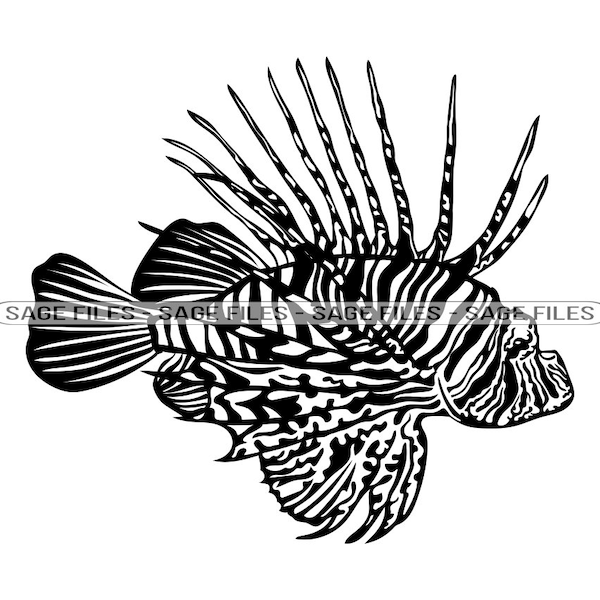 Red Lionfish SVG, Tropical Fish Svg, Tropical Fish Clipart, Files for Cricut, Cut Files For Silhouette, Png, Dxf