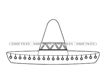Sombrero Outline #7 SVG, Sombrero SVG, Hat, Sombrero Clipart, Sombrero Files for Cricut, Sombrero Cut Files For Silhouette, Png, Dxf