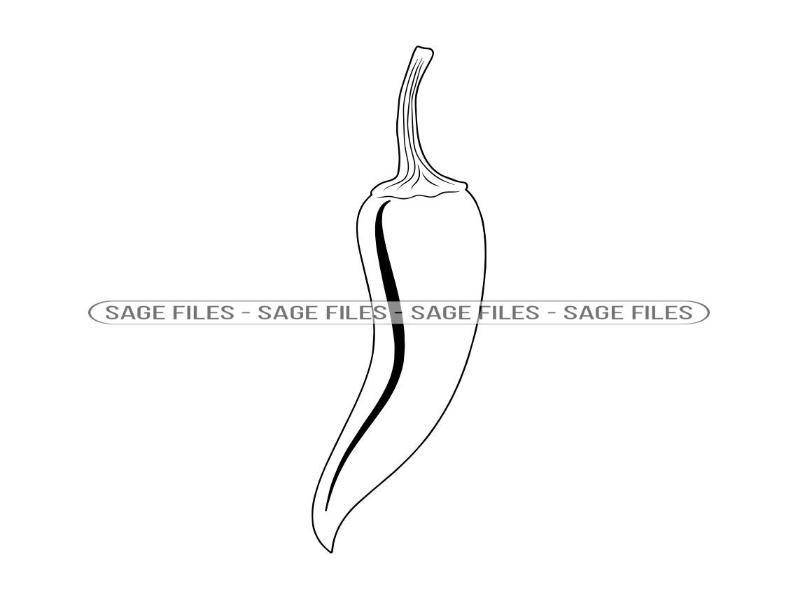 Chili Pepper Outline SVG, Hot Pepper Svg, Spicy Svg, Chili Pepper