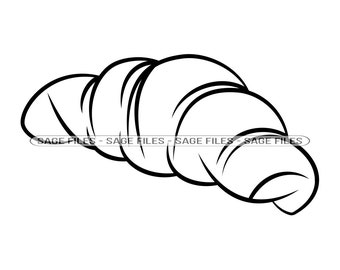 Croissant Outline SVG, Croissant Svg, Pastry SVG, Croissant Clipart, Croissant Files for Cricut, Cut Files For Silhouette, Png, Dxf