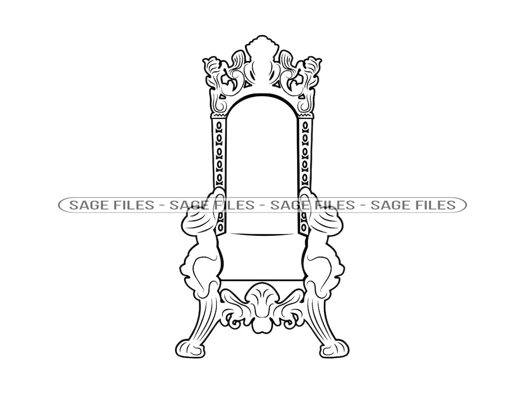 Throne Chair Outline SVG, Throne Svg, Throne Chair Clipart, Throne