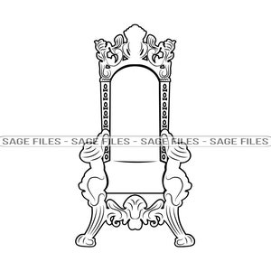 Throne Chair Outline SVG, Throne Svg, Throne Chair Clipart, Throne Chair Files for Cricut, Throne Cut Files For Silhouette, Png, Dxf