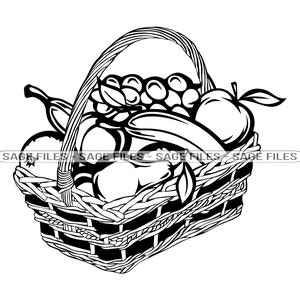 Cesto di frutta SVG, Frutta Svg, Frutta Clipart, Frutta File per Cricut, Frutta Tagliata File Per Silhouette, Png, Dxf