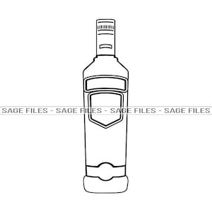 Alcohol Bottle Outline SVG, Bottle Svg, Vodka Svg, Alcohol Bottle Clipart, Alcohol Files for Cricut, Cut Files For Silhouette, Png, Dxf