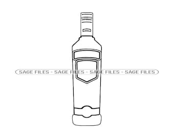 Alcohol Bottle Outline SVG, Bottle Svg, Vodka Svg, Alcohol Bottle Clipart, Alcohol Files for Cricut, Cut Files For Silhouette, Png, Dxf