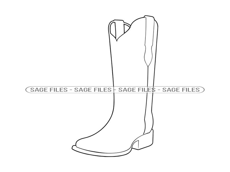 Cowboy Boot Outline SVG Cowboy Boot SVG Cowboy Svg Cowboy - Etsy