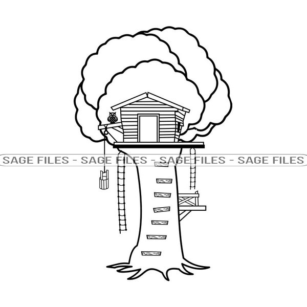 Tree House #3 SVG, Tree House Svg, Treehouse SVG, Tree House Clipart, Tree House Files for Cricut, Cut Files For Silhouette, Png, Dxf