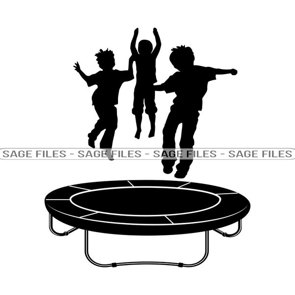 Kids Jumping On Trampoline SVG, Trampoline SVG, Trampoline Clipart, Trampoline Files for Cricut, Cut Files For Silhouette, Png, Dxf