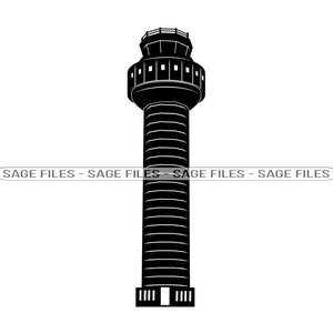 Torre de controle de tráfego aéreo SVG, Torre de controle de aeroporto Svg, Aeroporto Svg, Clipart, Arquivos para Cricut, Arquivos cortados para silhueta, Png, Dxf