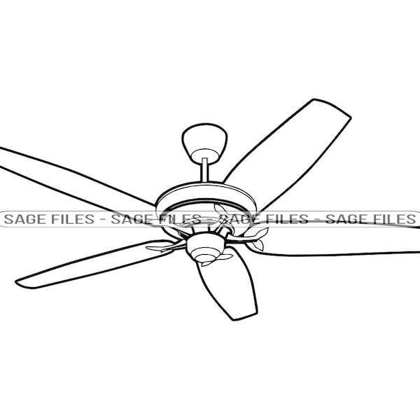 Ceiling Fan Outline SVG, Ceiling Fan SVG, Ceiling Fan Clipart, Ceiling Fan Files for Cricut, Cut Files For Silhouette, Png, Dxf