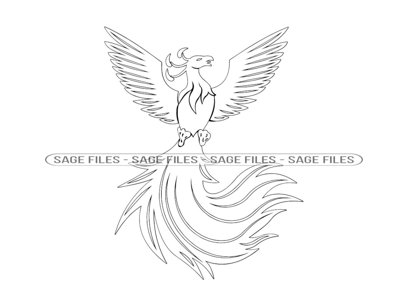Phoenix Outline 3 Svg Phoenix Svg Phoenix Clipart Phoenix Etsy Ireland