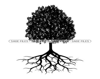 Árvore Com Raízes #3 SVG, Árvore Genealógica SVG, Árvore Com Raízes Clipart, Árvore Com Raízes Arquivos Cortados Para Silhueta, Png, Dxf,