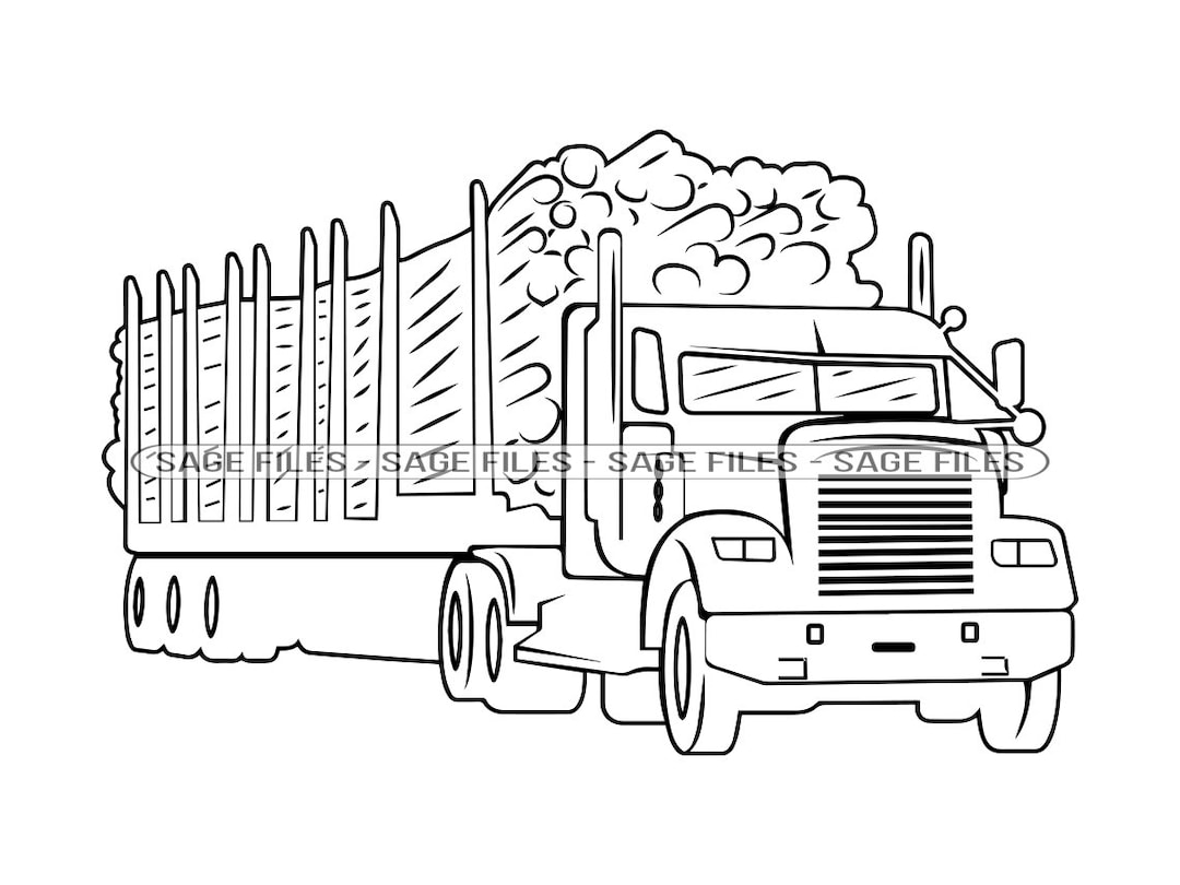 Logging Truck Outline 9 SVG, Truck SVG, Trucking Svg, Logging Svg