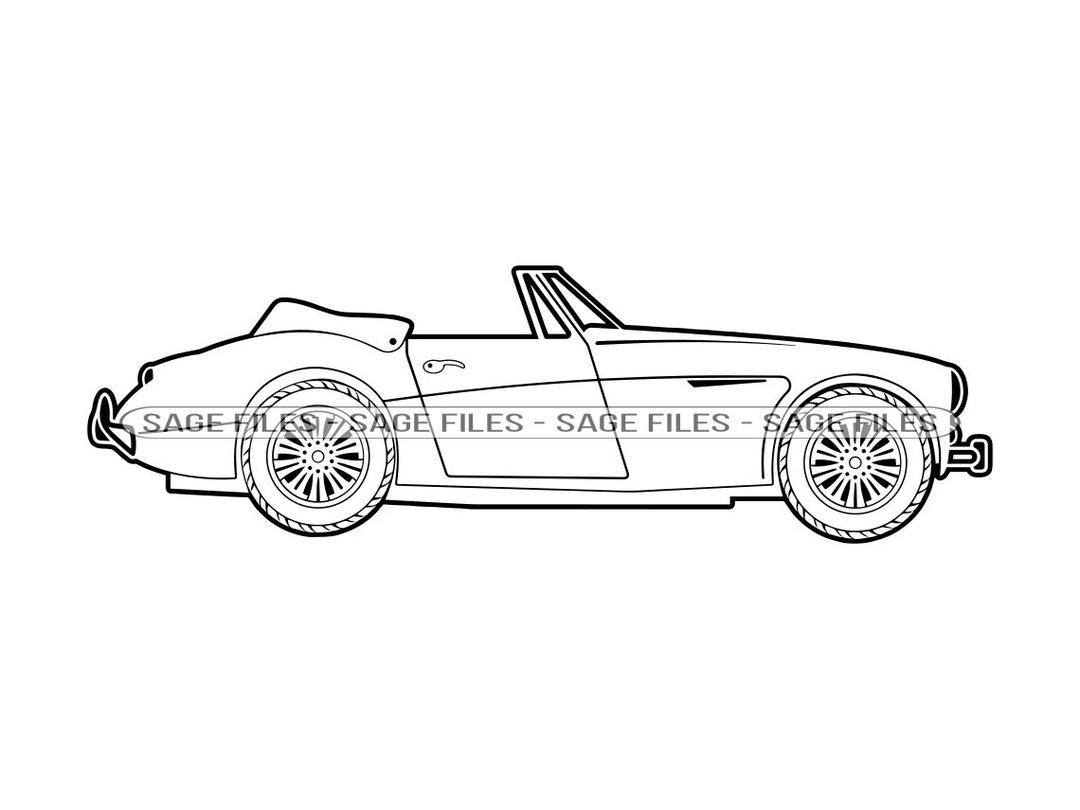 Sports Car Outline SVG, Luxury Car Svg, Racing Car Svg, Sports Car