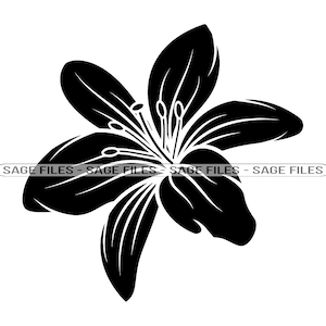 Lily Flower #4 SVG, Lily Flower Svg, Lily SVG, Flower Svg, Lily Flower Clipart, Arquivos para Cricut, Arquivos de corte para silhueta, Png, Dxf,