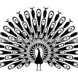 孔雀 #3 SVG、孔雀 SVG、孔雀 SVG、孔雀 クリップアート、Cricut 用孔雀ファイル、シルエット用孔雀カット ファイル、Png、Dxf、