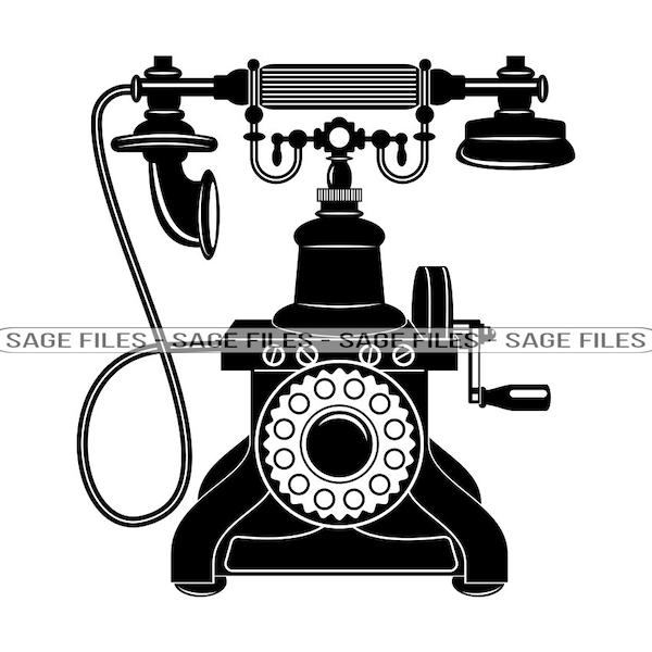 Retro Phone SVG, Phone Svg, Rotary Phone Svg, Phone Clipart, Phone Files for Cricut, Phone Cut Files For Silhouette, Png, Dxf