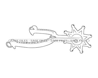 スパーズ アウトライン SVG、スパーズ SVG、カウボーイ SVG、スパーズ クリップアート、Cricut 用スパーズ ファイル、シルエット用スパーズ カット ファイル、スパーズ PNG、スパーズ DXF