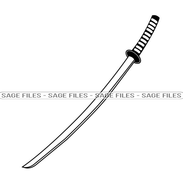 Katana SVG, Samurai Sword SVG, Katana Clipart, Katana Files for Cricut, Katana Cut Files For Silhouette, Png, Dxf