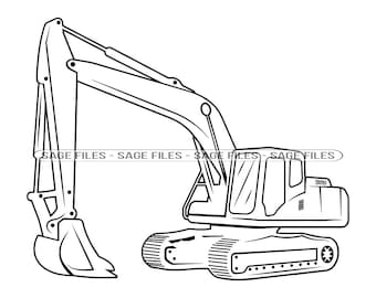 Excavator Outline SVG, Heavy Equipment Svg, Excavator Clipart, Excavator Files for Cricut, Excavator Cut Files For Silhouette, Png, Dxf,