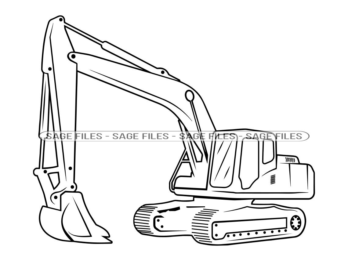 Excavator Outline SVG, Heavy Equipment Svg, Excavator Clipart