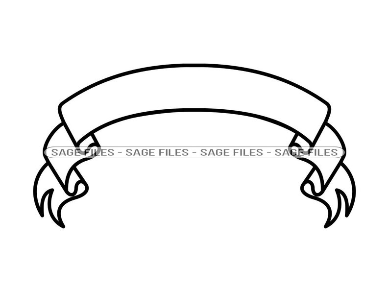 Ribbon Outline 2 SVG, Ribbon Svg, Decorative Svg, Banner Svg, Ribbon