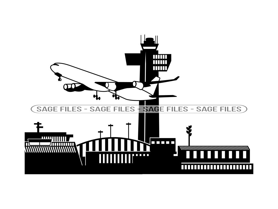 Airport Clipart Black And White