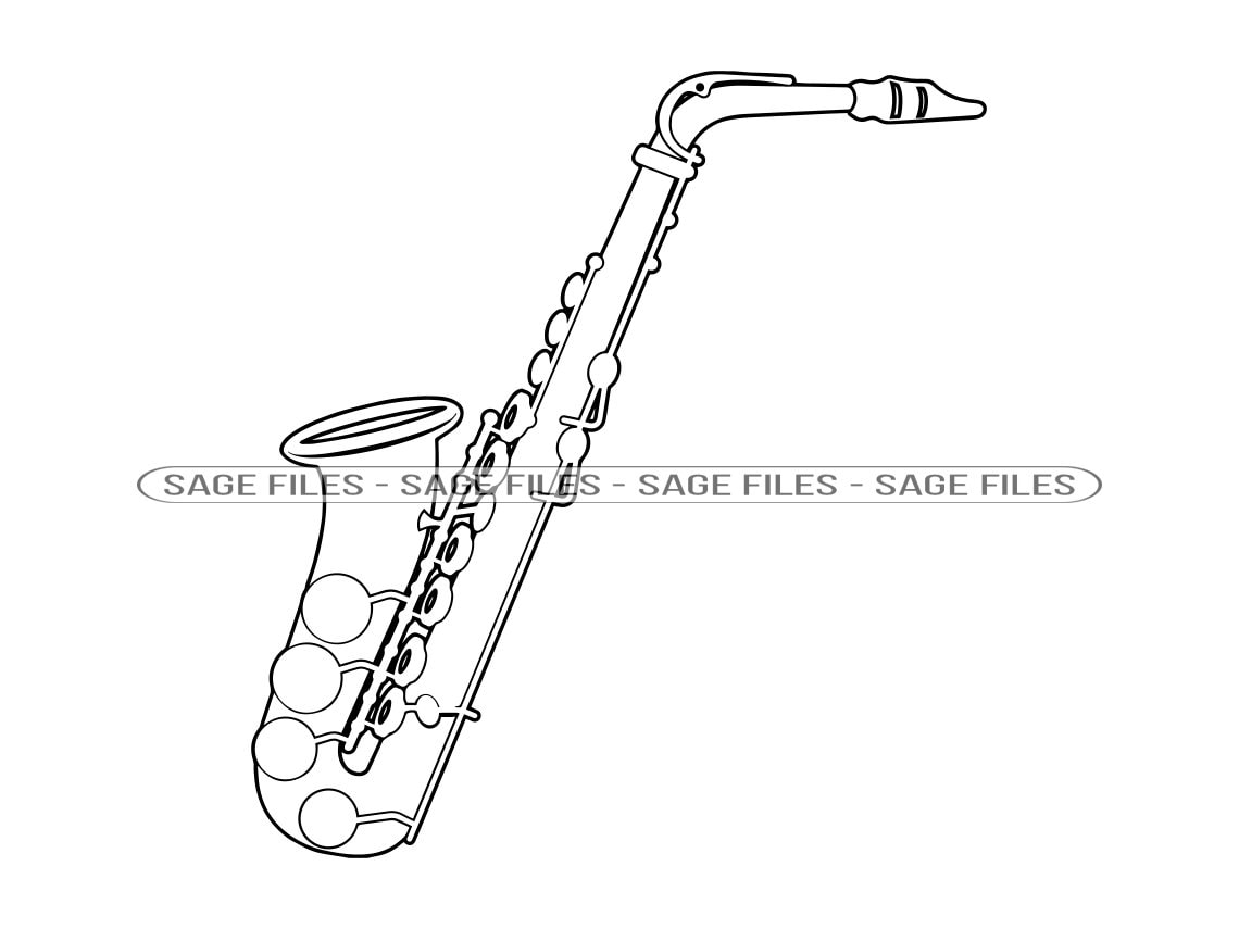 Saxophone Outline SVG Saxophone SVG Saxophone Clipart Etsy