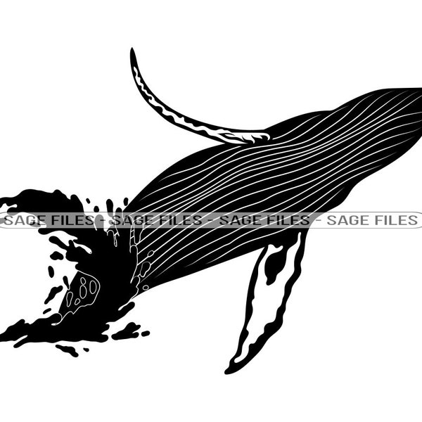 Humpback Whale #7 SVG, Humpback Whale SVG, Humpback Whale Clipart, Humpback Whale Files for Cricut, Cut Files For Silhouette, Png, Dxf