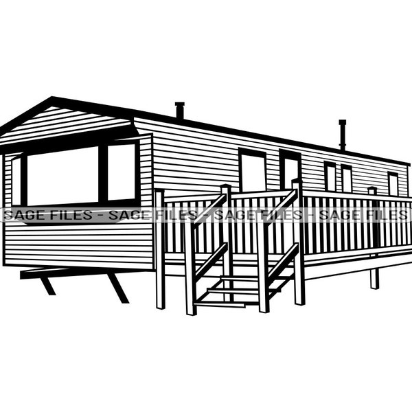 Mobile Home #2 SVG, Mobile Home SVG, Trailer Home Svg, Mobile Home Clipart, Files for Cricut, Cut Files For Silhouette, Png, Dxf