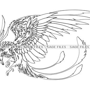 Phoenix Outline #5 Svg, Phoenix Svg, Phoenix Clipart, Phoenix Files for Cricut, Phoenix Cut Files For Silhouette, Png, Dxf