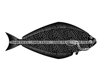 Halibut SVG, Fishing Svg, Fish Svg, Fishing Clipart, Arquivos de pesca para Cricut, Arquivos de corte de pesca para silhueta, Png, Dxf