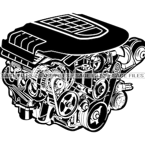 車のエンジン #3 SVG、メカニック SVG、車のエンジン クリップアート、Cricut 用車のエンジン ファイル、シルエット用車のエンジン カット ファイル、Png、Dxf