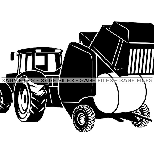 Farm Round Baler SVG, Wheat Bale SVG, Harvest, Tractor Svg, Crop, Clipart, Files for Cricut, Cut Files For Silhouette, Png, Dxf,