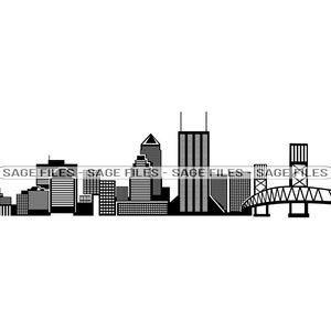 Jacksonville Skyline SVG, Florida Svg, City Svg, Wolkenkratzer Svg, Clipart, Dateien für Cricut, Cut Files für Silhouette, Png, Dxf