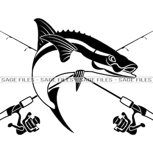 Cobia Fishing #2 SVG, Fishing Logo Svg, Fish Svg, Fishing Clipart, Fishing Files for Cricut, Cut Files For Silhouette, Png, Dxf
