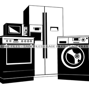 Haushaltsgeräte SVG, Kitchen Svg, Oven Svg, Kühlschrank Svg, New Home, Clipart, Dateien für Cricut, Cut Files für Silhouette, Png, Dxf,