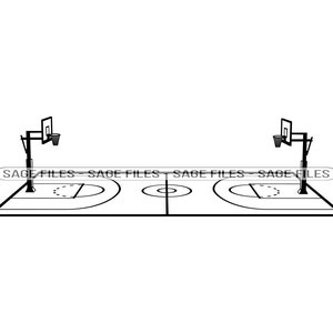 Cancha de baloncesto SVG, baloncesto svg, clipart de cancha de baloncesto, archivos de baloncesto para cricut, archivos de corte para silhouette, png, dxf