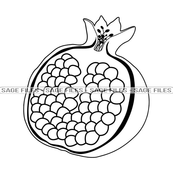 Pomegranate Outline SVG, Pomegranate SVG, Fruit Svg, Pomegranate Clipart, Pomegranate Files for Cricut, Cut Files For Silhouette, Png, Dxf